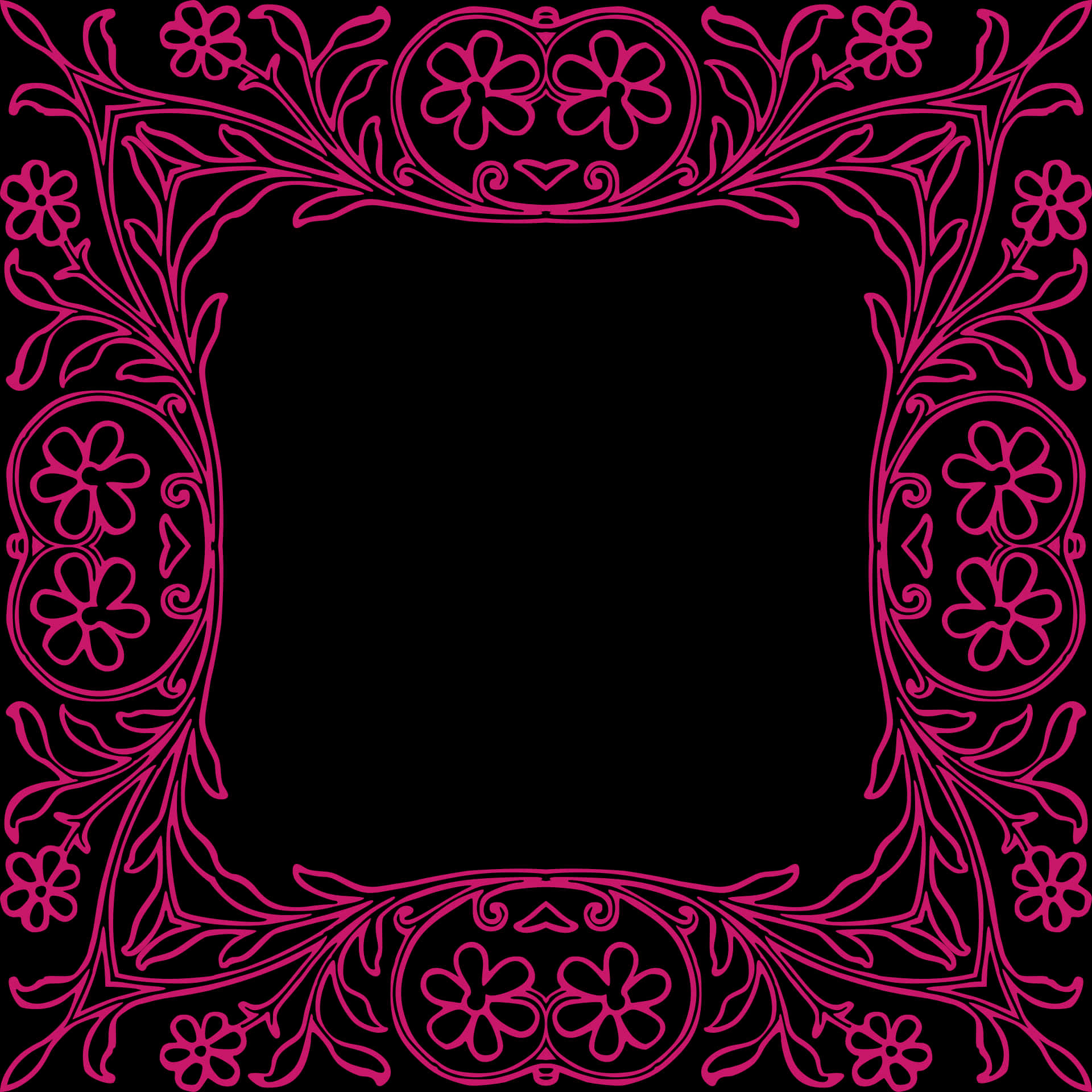 Vibrant_ Floral_ Frame_ Vector PNG Image