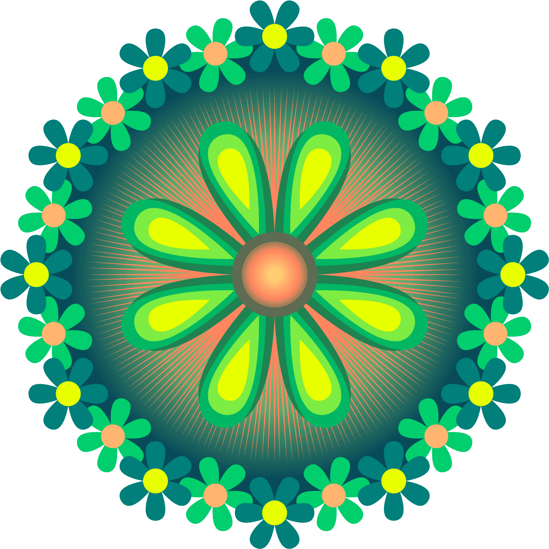 Vibrant Floral Rangoli Design PNG Image