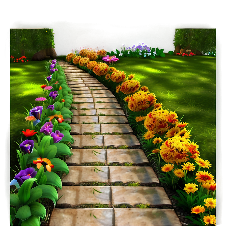 Vibrant Flower Garden Path Png Hat93 PNG Image