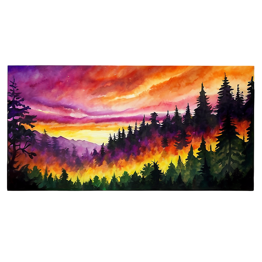 Vibrant Forest Sunset Png 75 PNG Image