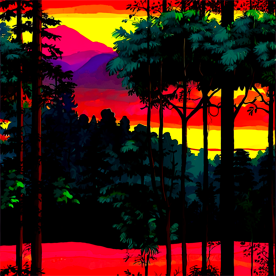 Vibrant Forest Sunset Png 84 PNG Image