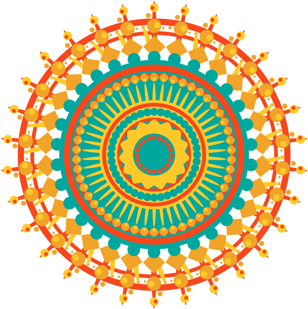 Vibrant Geometric Mandala Art PNG Image