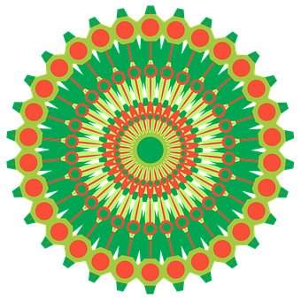 Vibrant_ Green_and_ Orange_ Mandala_ Art PNG Image