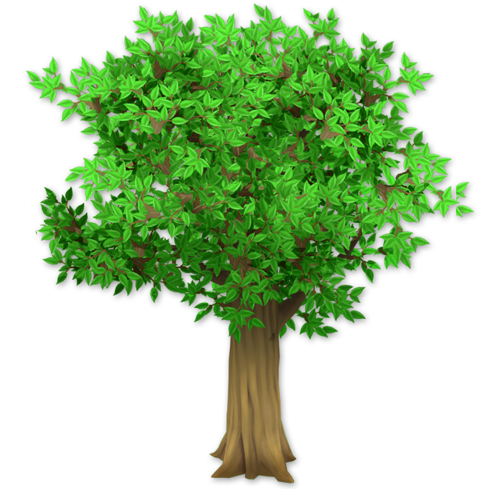 Vibrant Green Cartoon Tree PNG Image