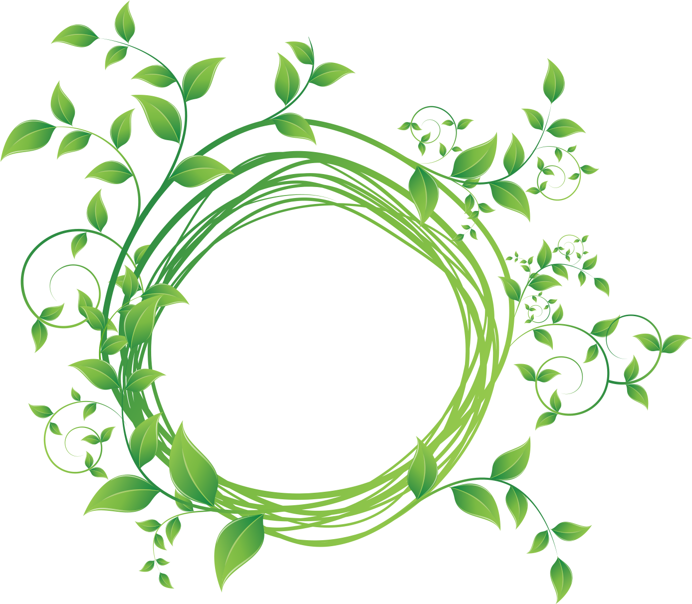 Vibrant Green Leaf Circle Frame PNG Image