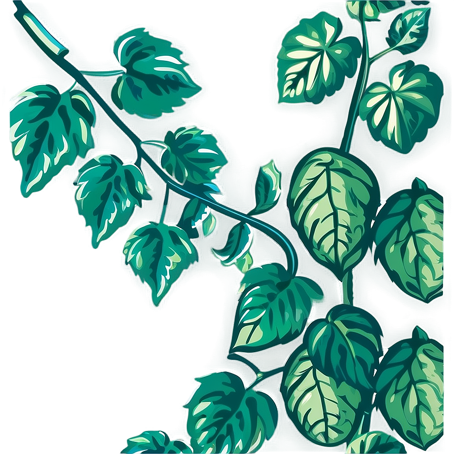 Vibrant Green Leafy Vine Illustration PNG Image