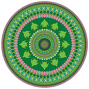 Vibrant Green Mandala Art PNG Image