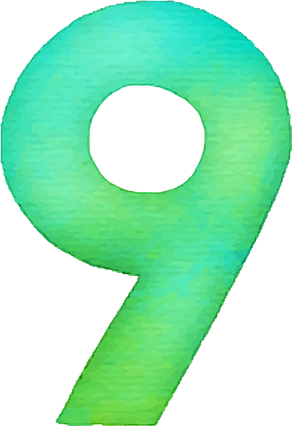 Vibrant Green Number9 PNG Image