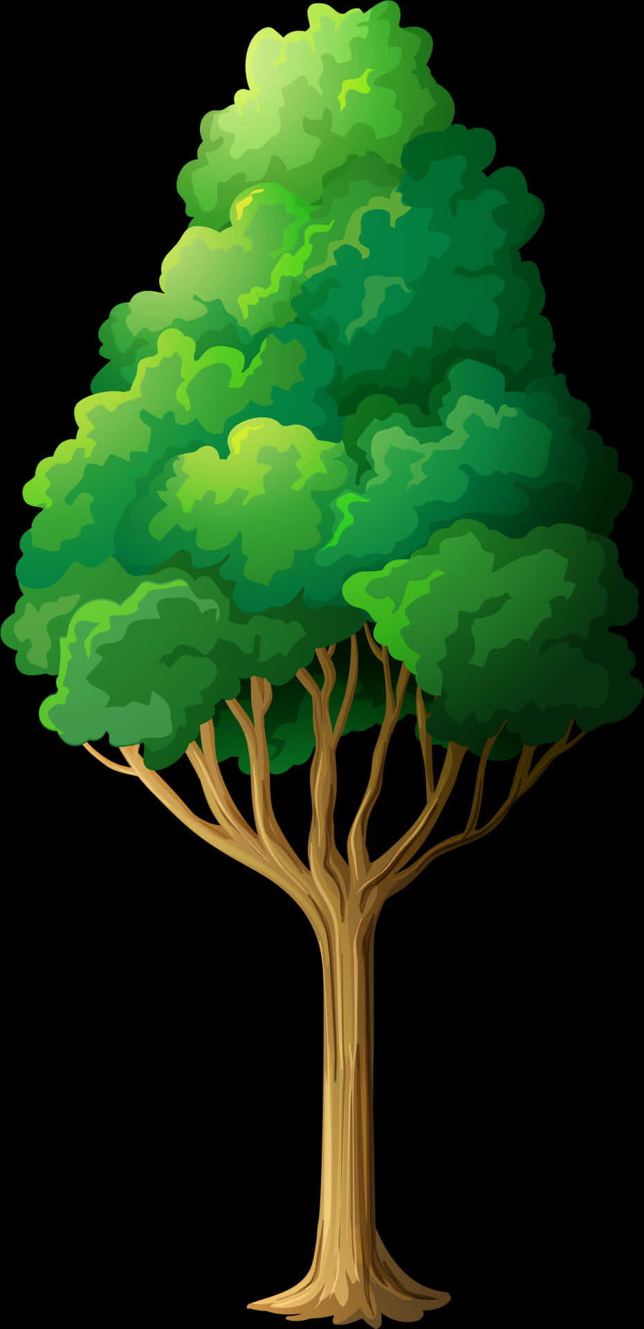 Vibrant Green Tree Illustration PNG Image