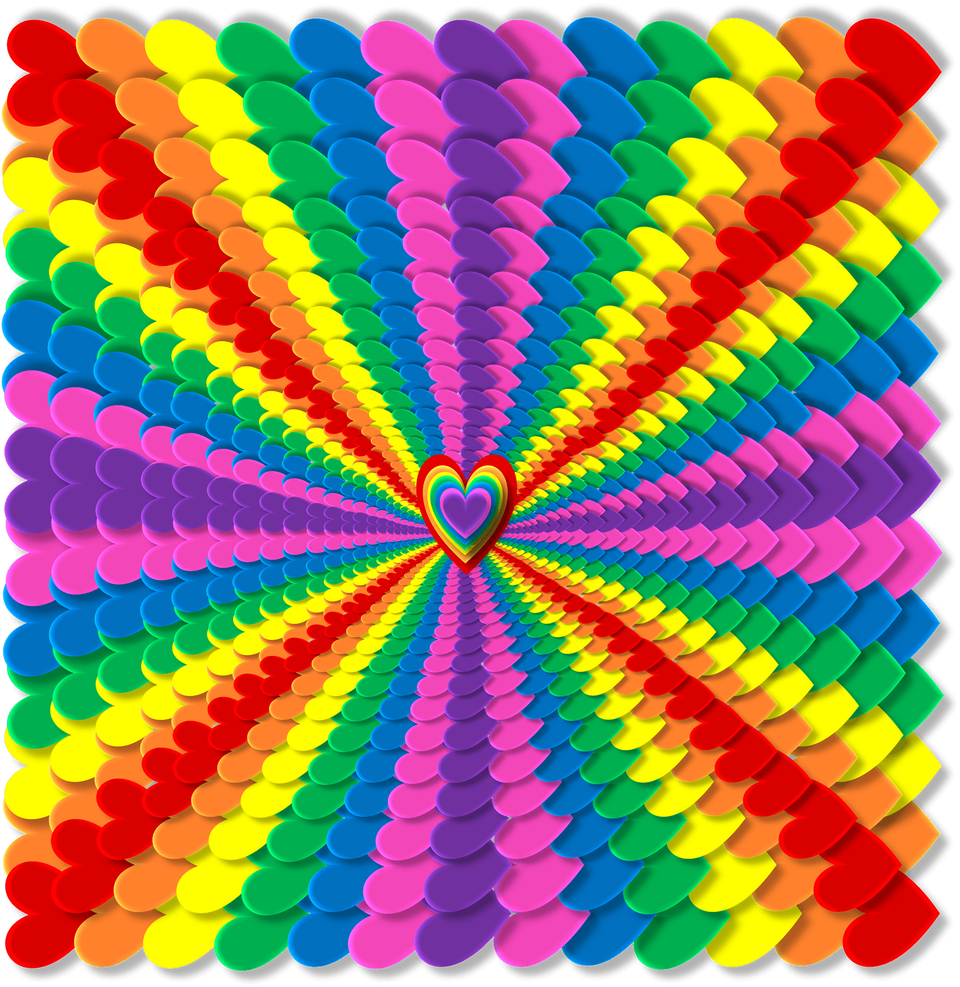 Vibrant Heart Rainbow Pattern PNG Image