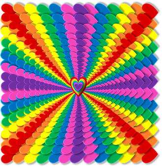 Vibrant Heart Rainbow Spiral PNG Image