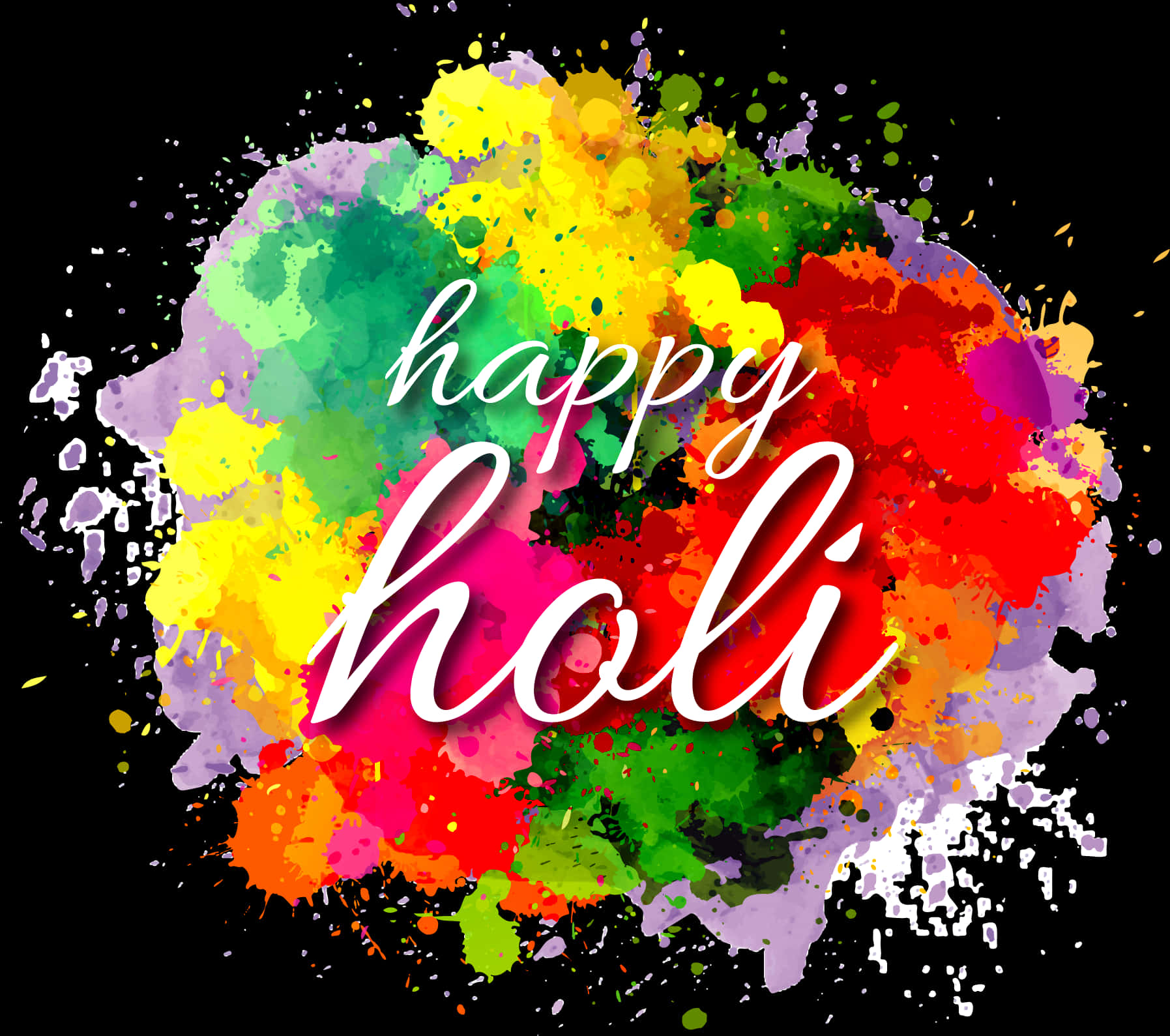 Vibrant Holi Celebration Greeting PNG Image