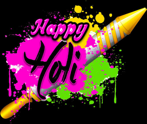 Vibrant_ Holi_ Celebration_ Greeting PNG Image