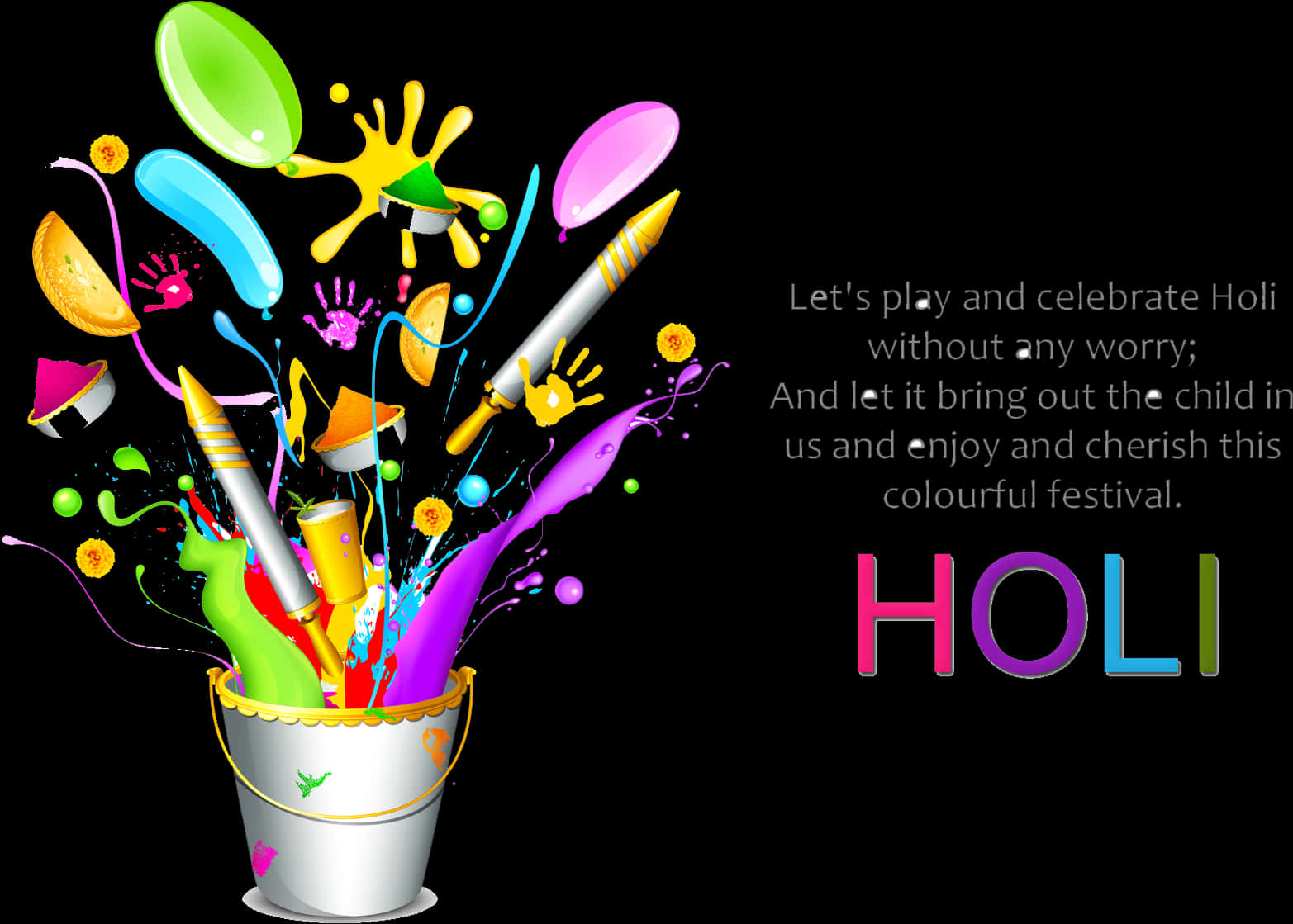 Vibrant_ Holi_ Celebration_ Vector PNG Image