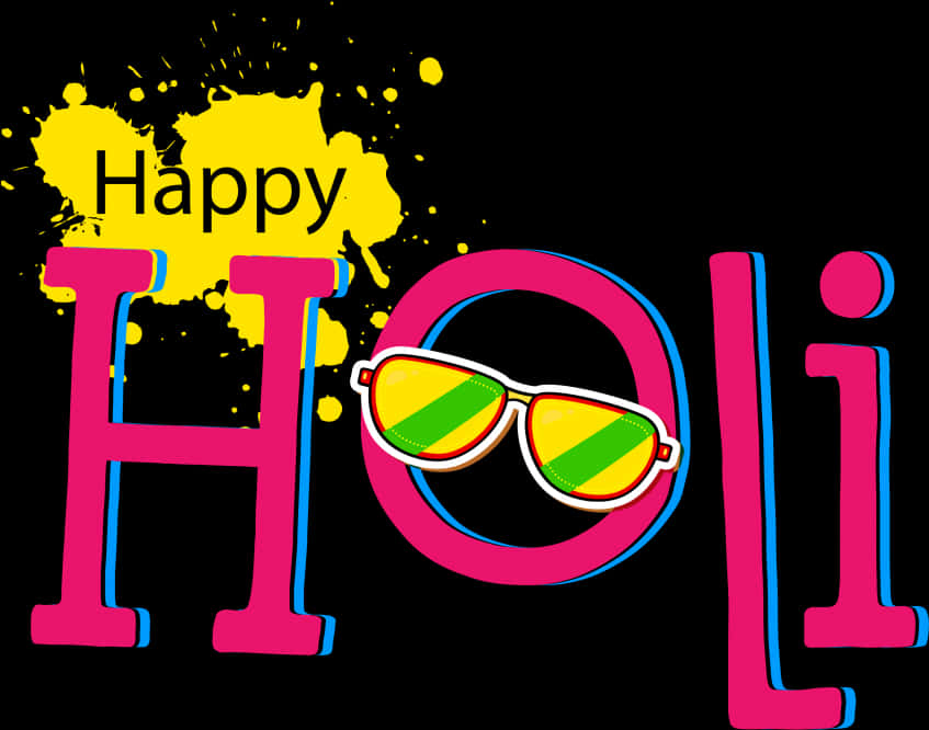 Vibrant Holi Festival Greeting PNG Image