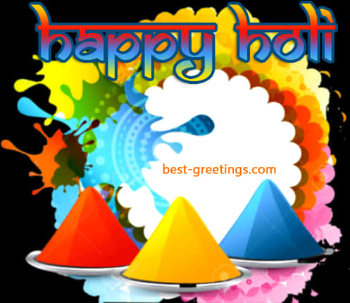 Vibrant Holi Greeting Card PNG Image