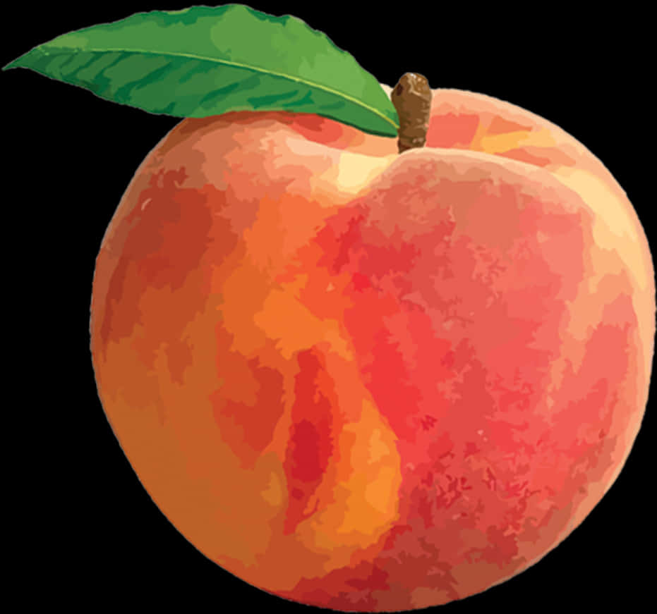 Vibrant Illustrated Peach PNG Image