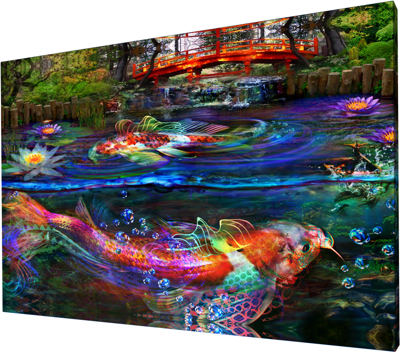 Vibrant Koi Pond Artwork PNG Image