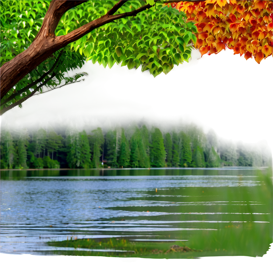 Vibrant Lakeside Foliage Png Hnx PNG Image