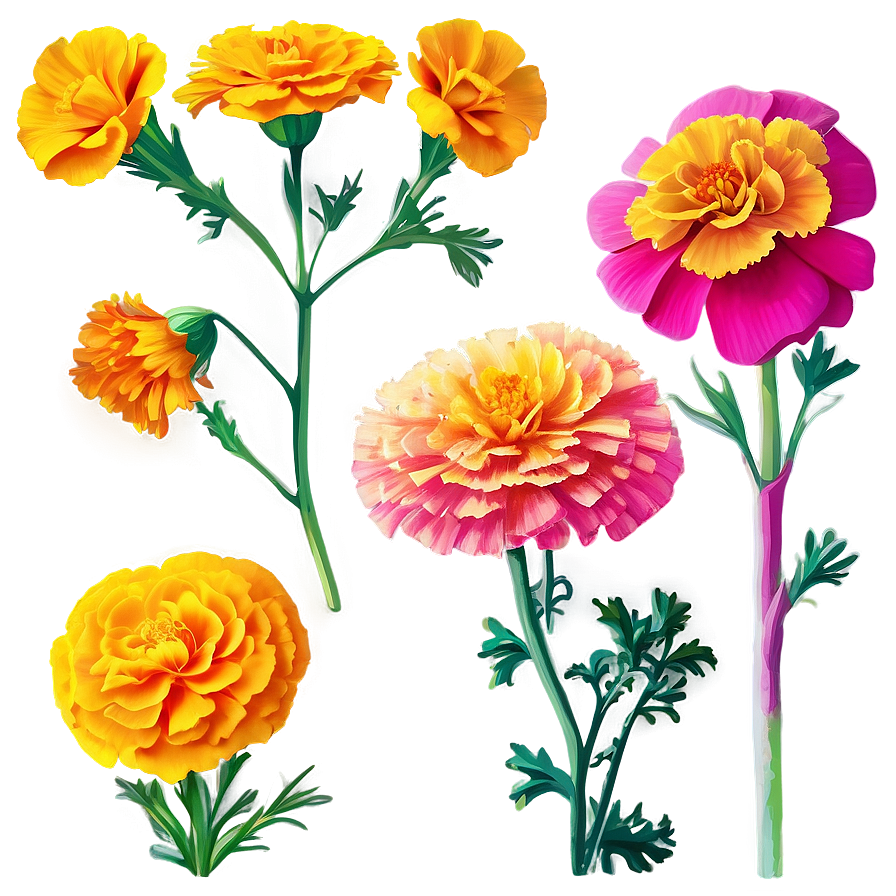 Vibrant Marigolds Garden Png Ssg PNG Image