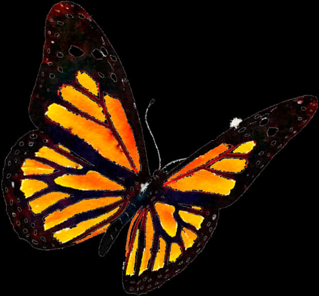 Vibrant Monarch Butterfly Art PNG Image