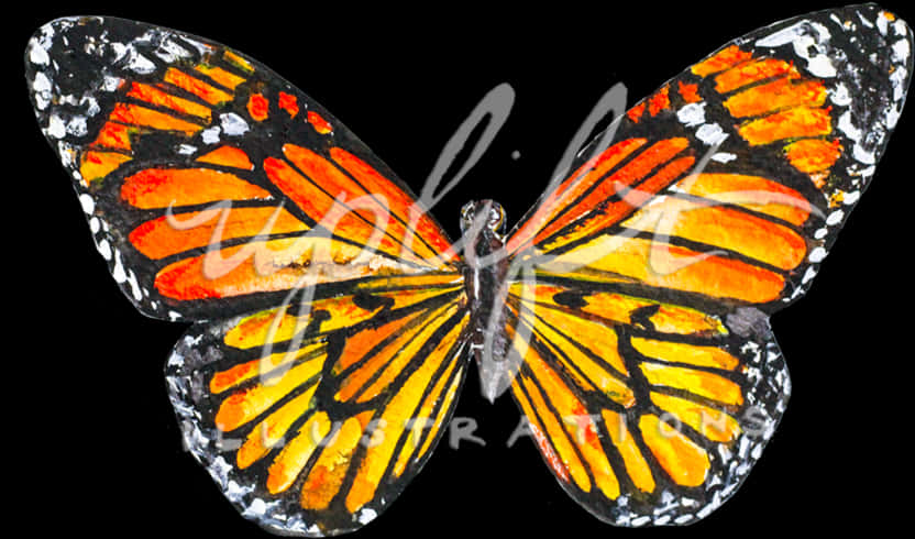 Vibrant Monarch Butterfly Artwork PNG Image