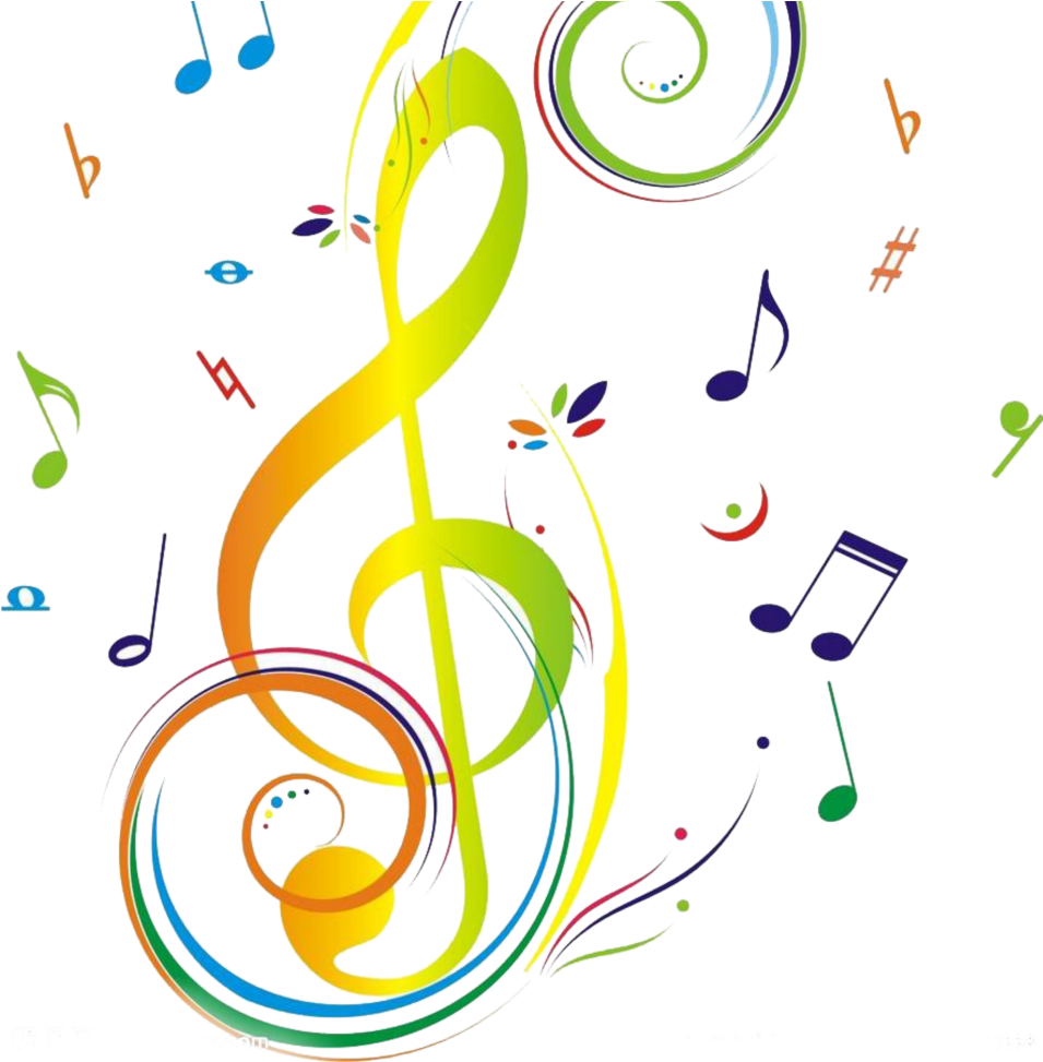 Vibrant Musical Notes Abstract PNG Image