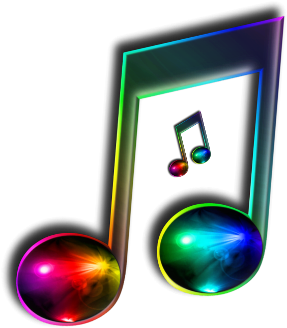 Vibrant Neon Music Notes PNG Image