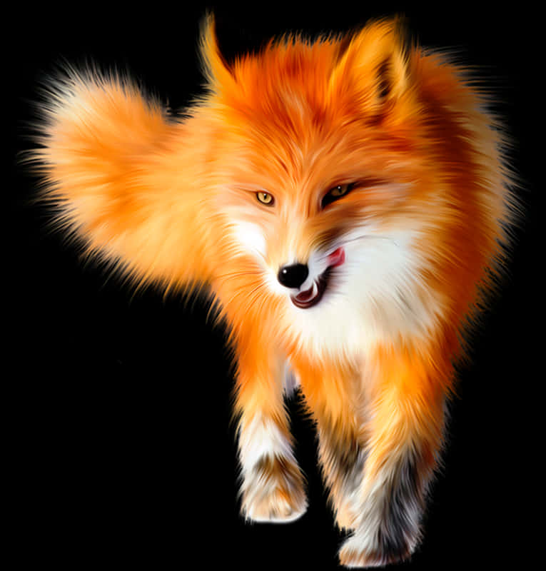 Vibrant Orange Fox Artwork PNG Image