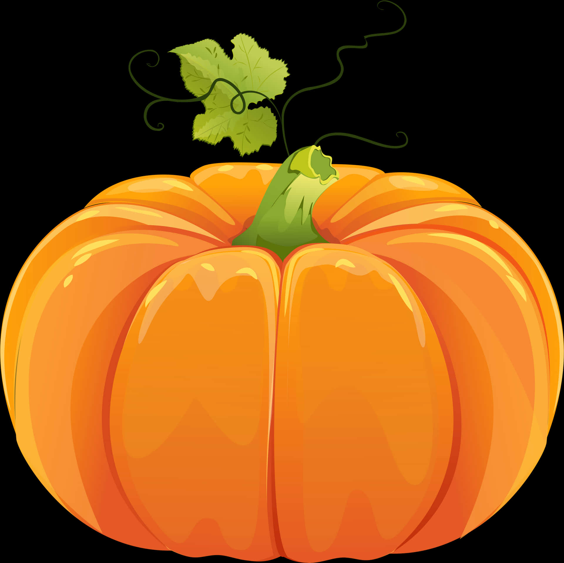 Vibrant Orange Pumpkin Illustration PNG Image