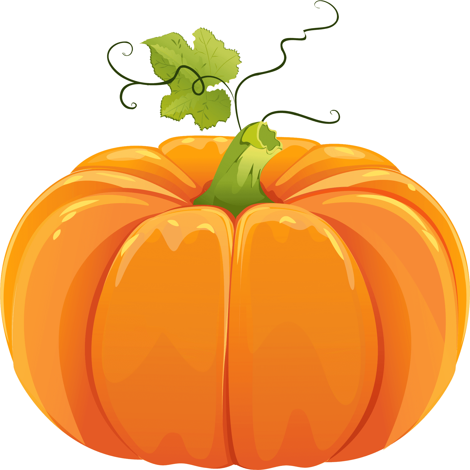 Vibrant Orange Pumpkin Illustration PNG Image