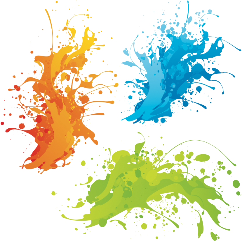 Vibrant Paint Splashes Graphic PNG Image