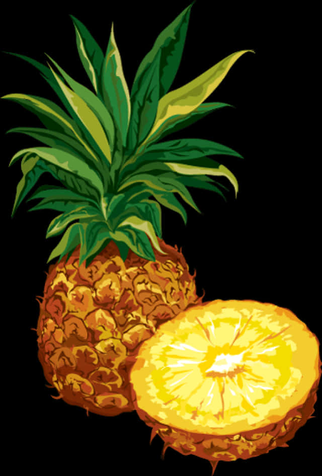 Vibrant Pineappleand Slice PNG Image