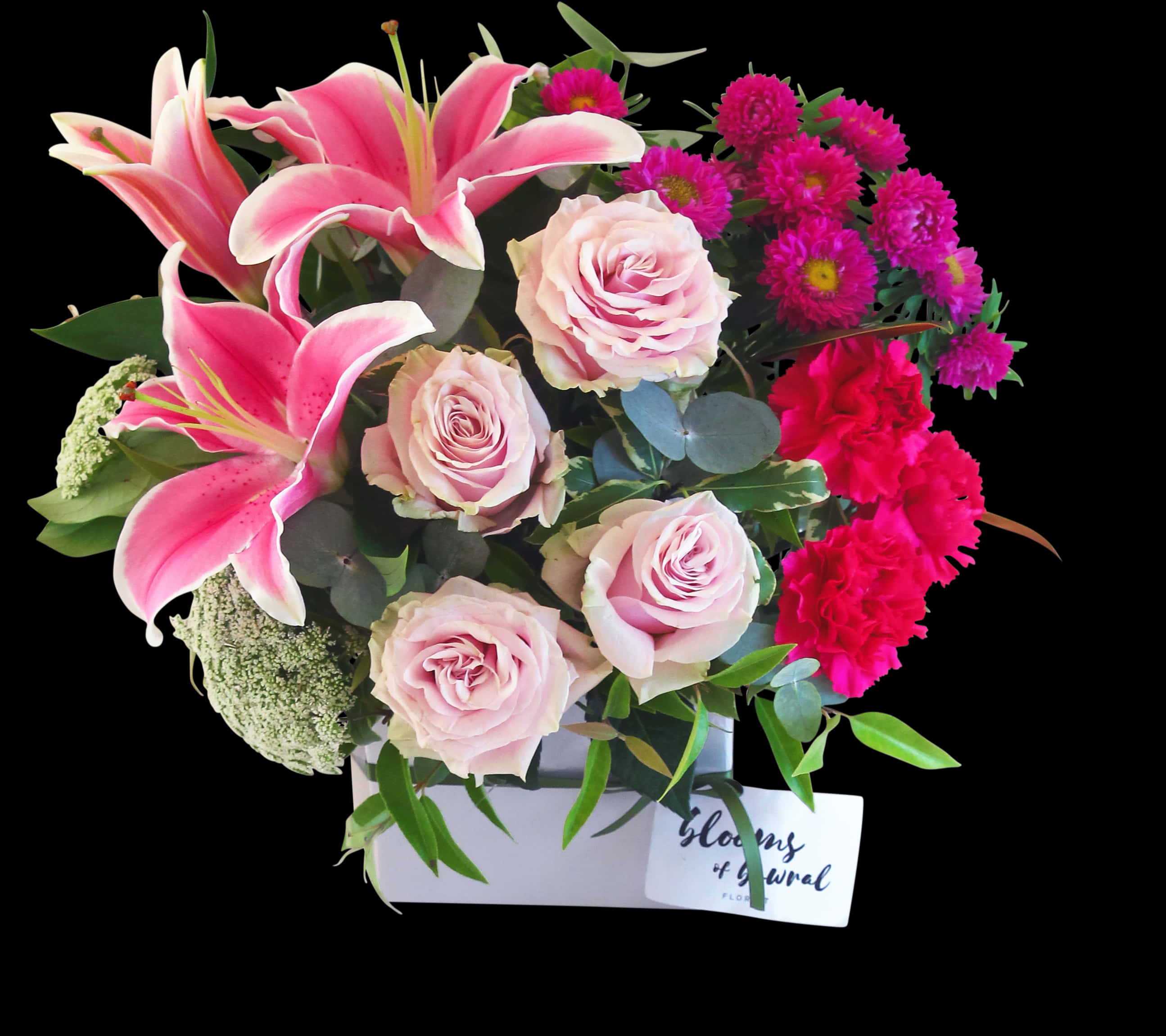 Vibrant_ Pink_ Floral_ Arrangement PNG Image