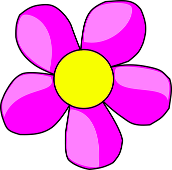 Vibrant Pink Flower Cartoon PNG Image