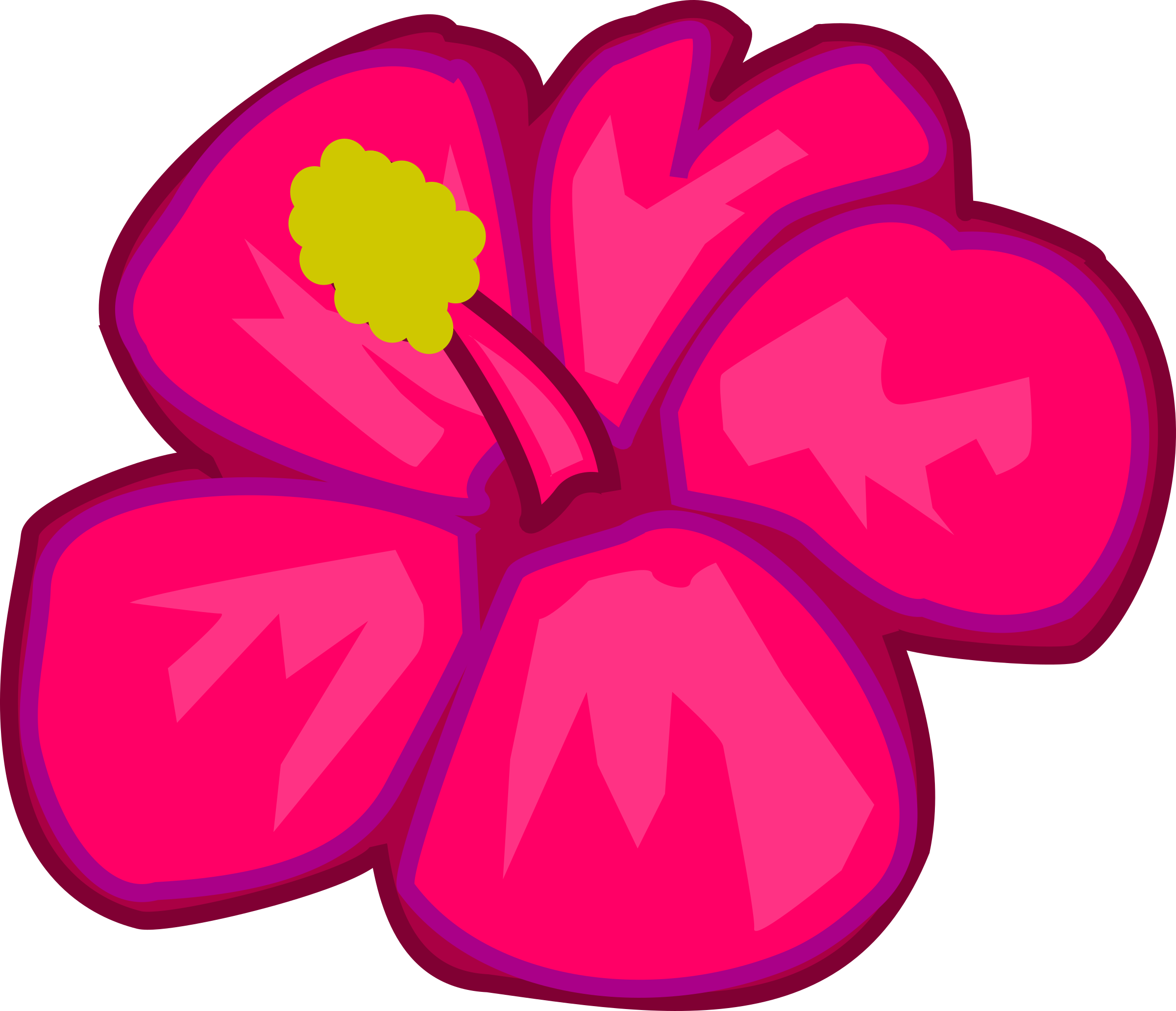 Vibrant_ Pink_ Hawaiian_ Flower_ Cartoon PNG Image