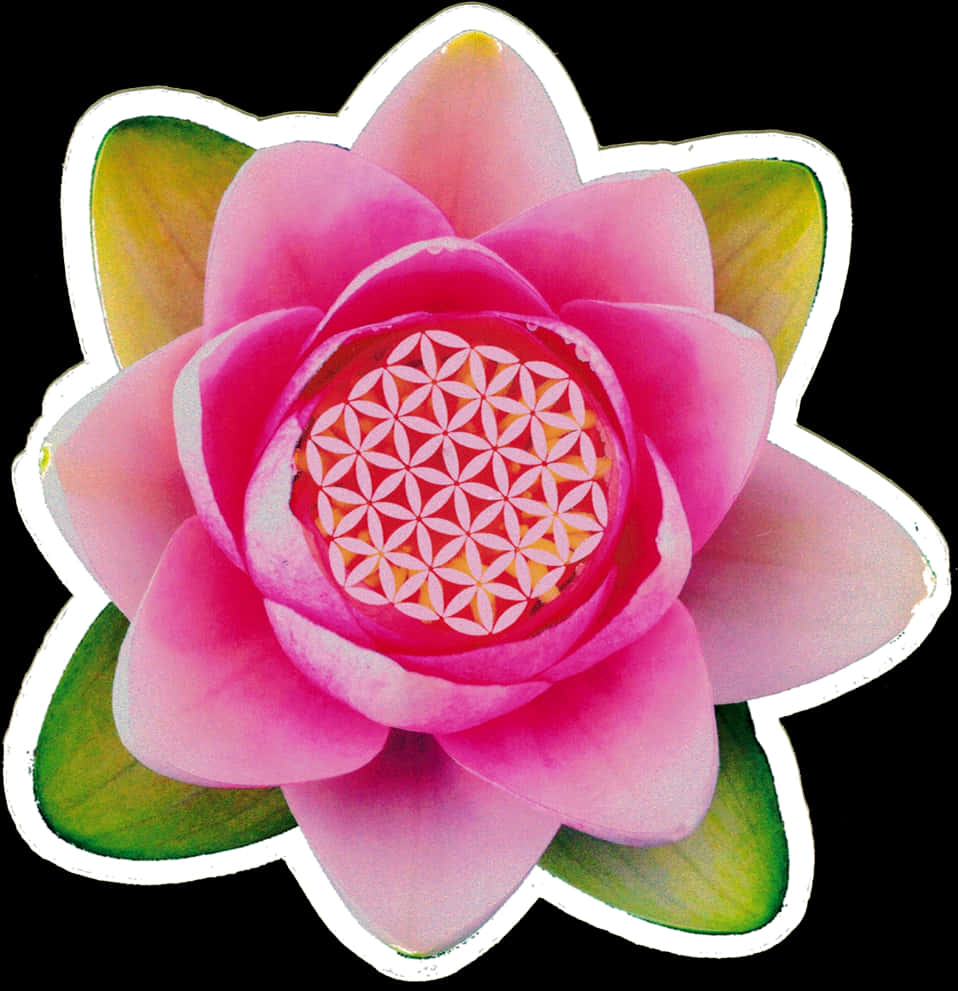 Vibrant Pink Lotus Flower Sticker PNG Image