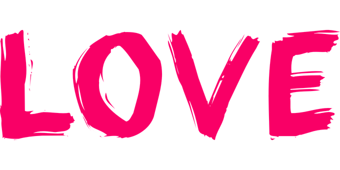 Vibrant Pink Love Text PNG Image