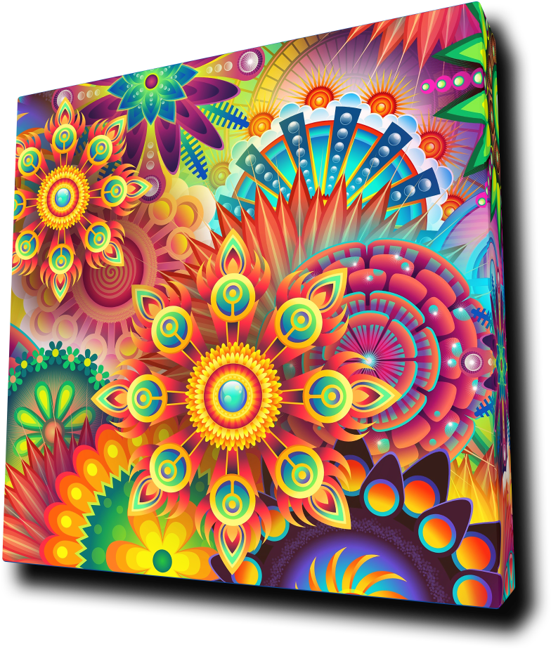 Vibrant Psychedelic Artwork Laptop Skin PNG Image