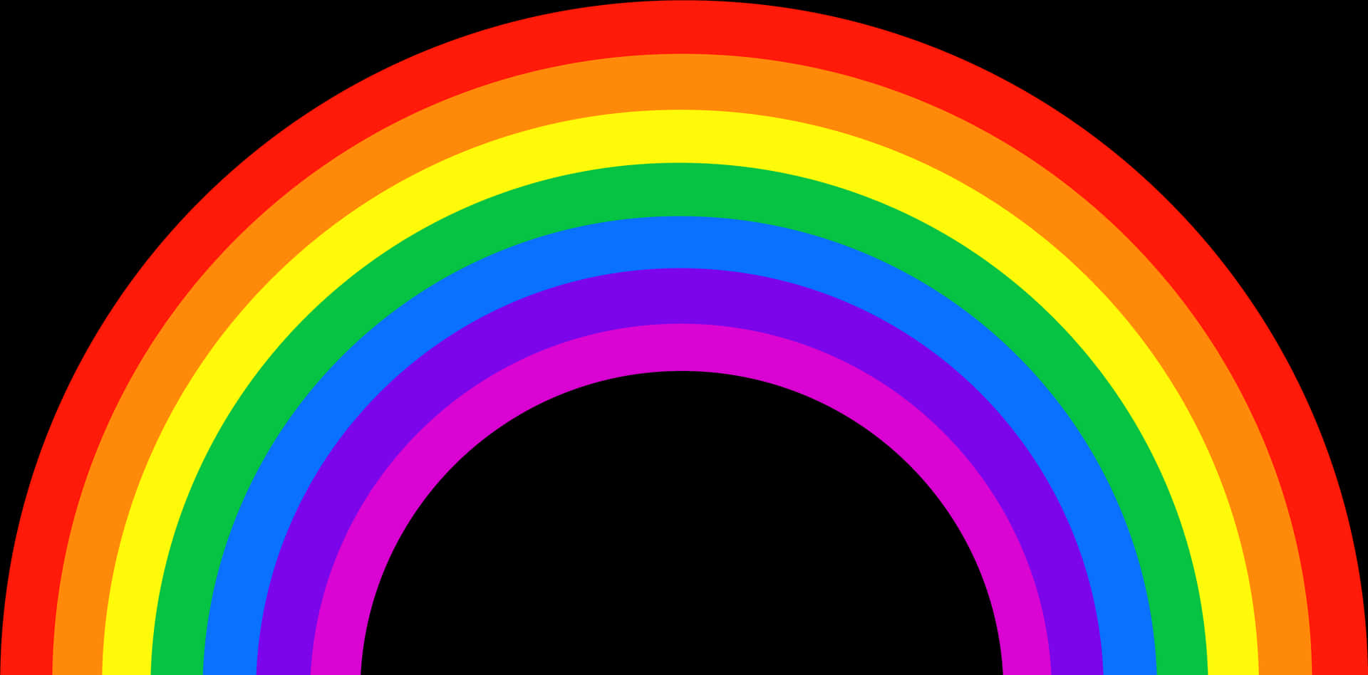 Vibrant Rainbow Arc Black Background PNG Image