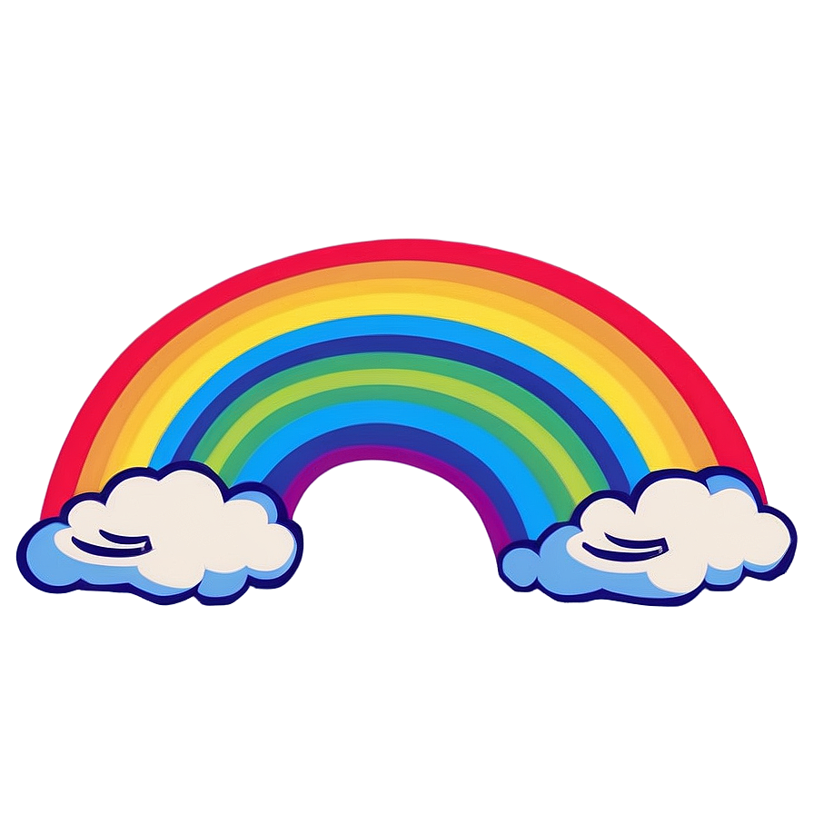 Vibrant Rainbow With Clouds Illustration Png Wdj31 PNG Image