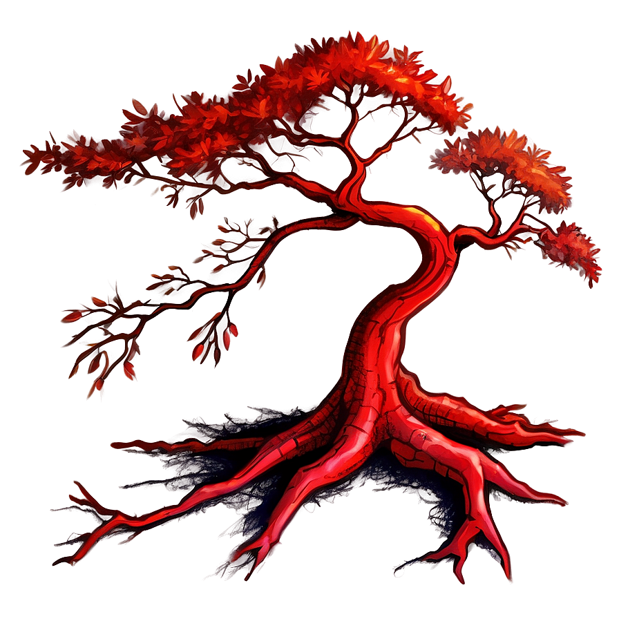 Vibrant Red Tree Sketch Png Iqo60 PNG Image