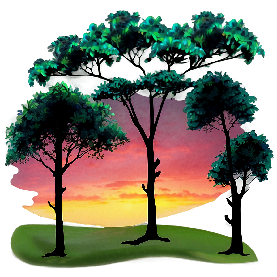 Vibrant Sunset Trees Png 05042024 PNG Image