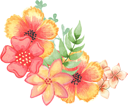 Vibrant Watercolor Floral Arrangement PNG Image