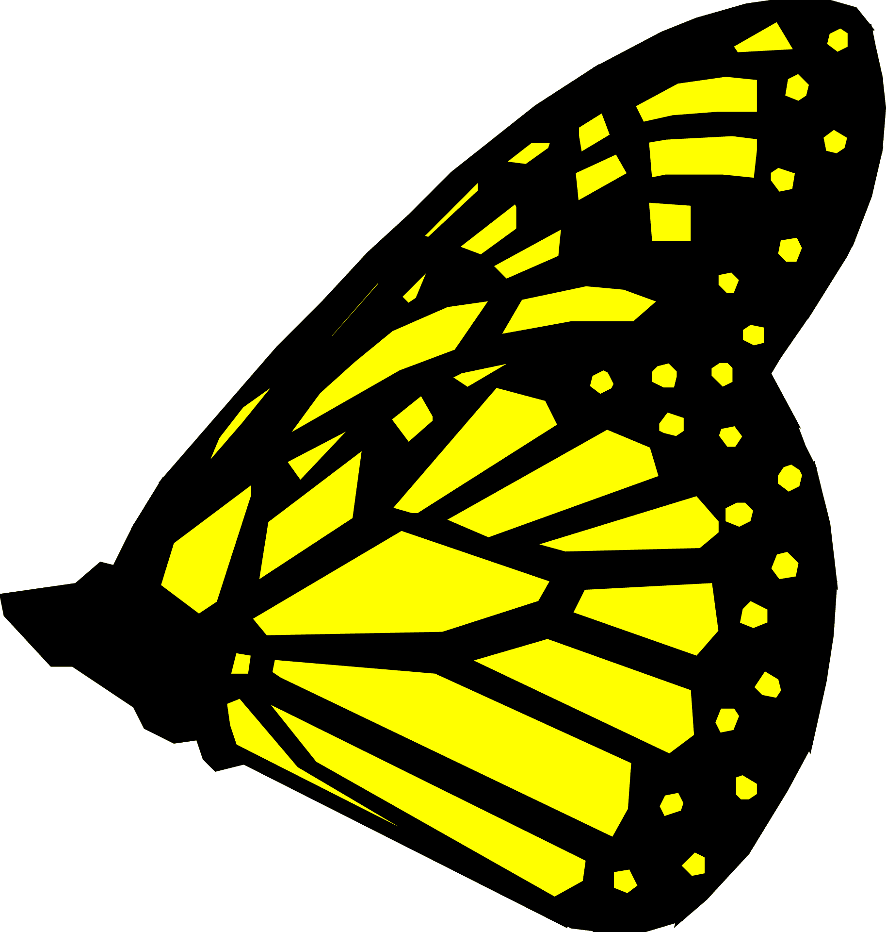 Vibrant Yellow Butterfly Wing Pattern PNG Image