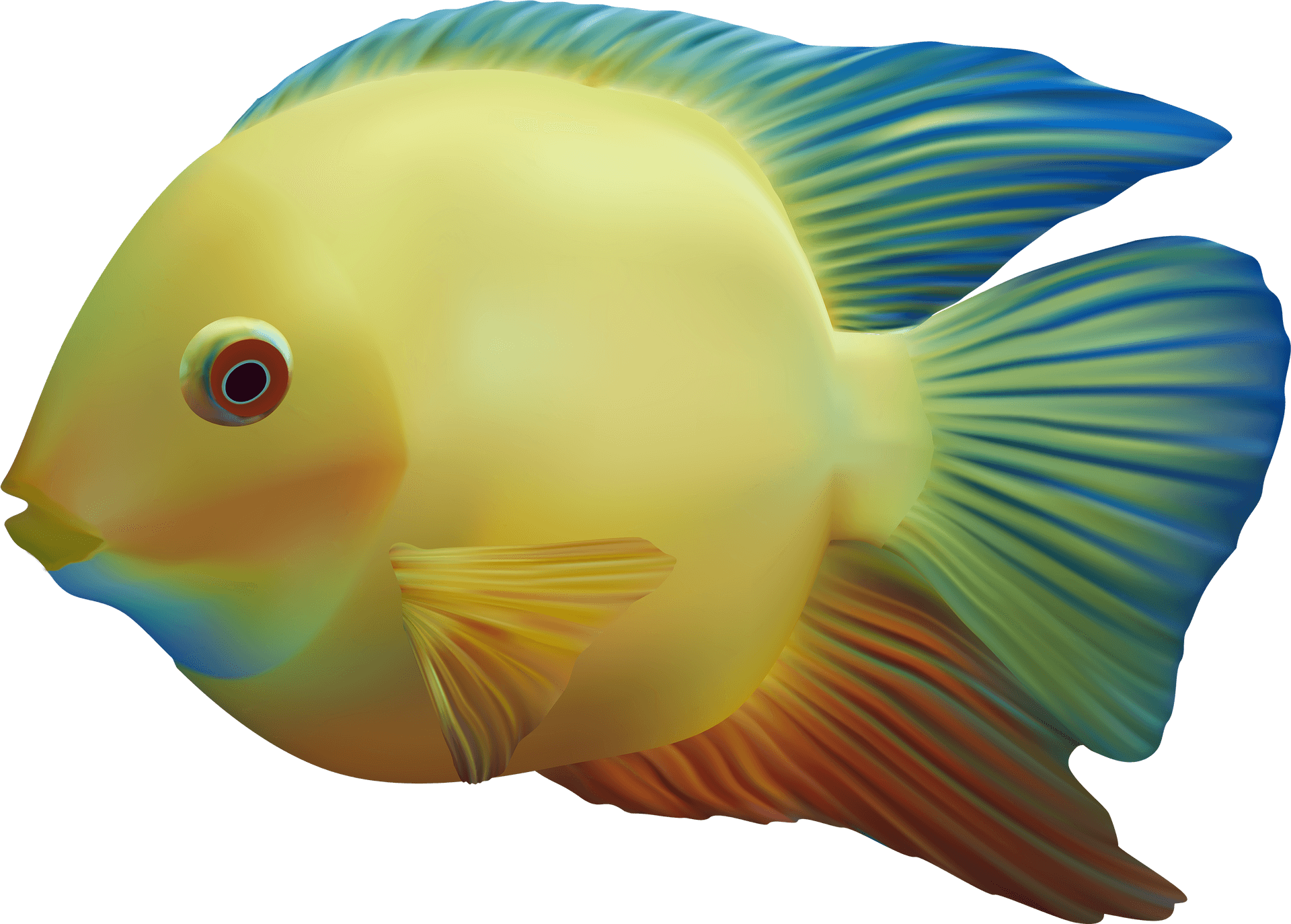 Vibrant Yellow Tropical Fish PNG Image