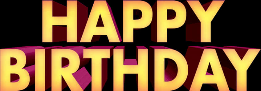 Vibrant3 D Happy Birthday Text PNG Image