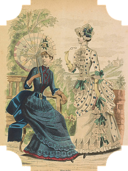 Victorian Ladies Fashion Illustration PNG Image