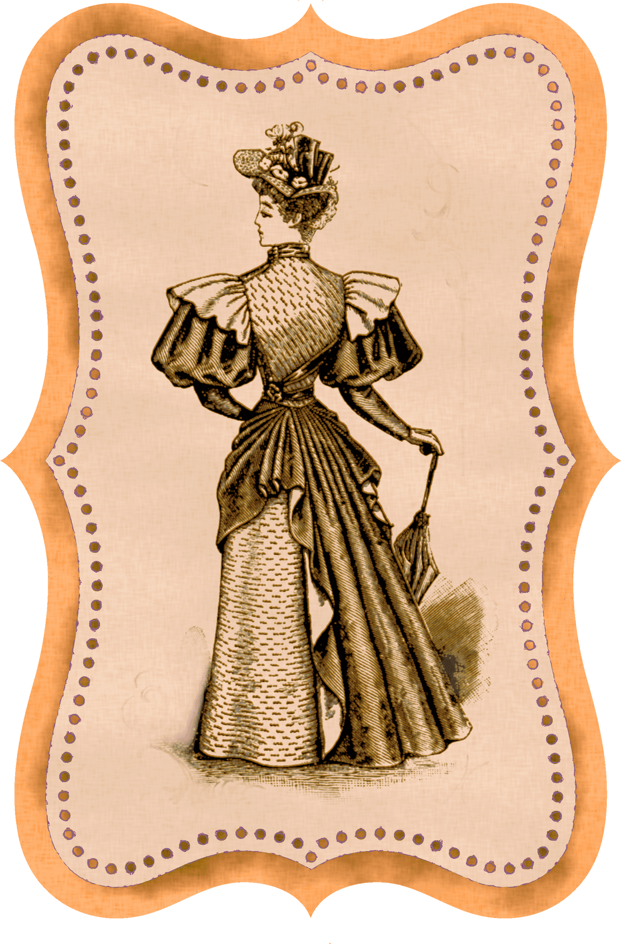 Victorian Lady Fashion Illustration PNG Image