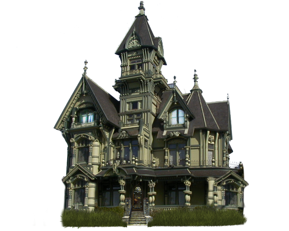 Victorian Mansion Nighttime PNG Image